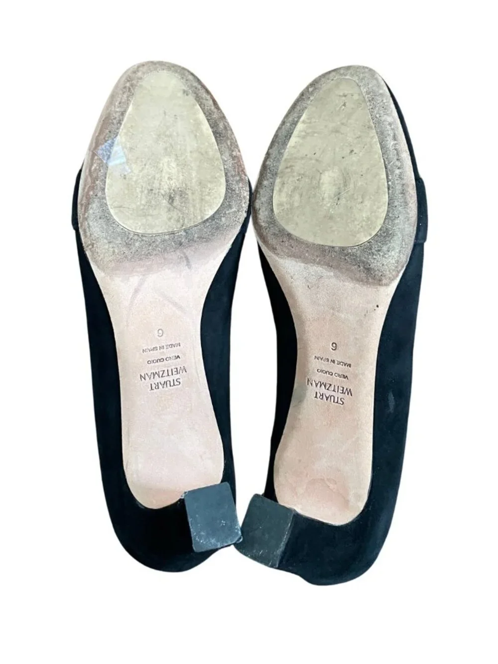 Stuart Weitzman Martha Microknot Black Suede Loafer Pumps Heels Sz 6